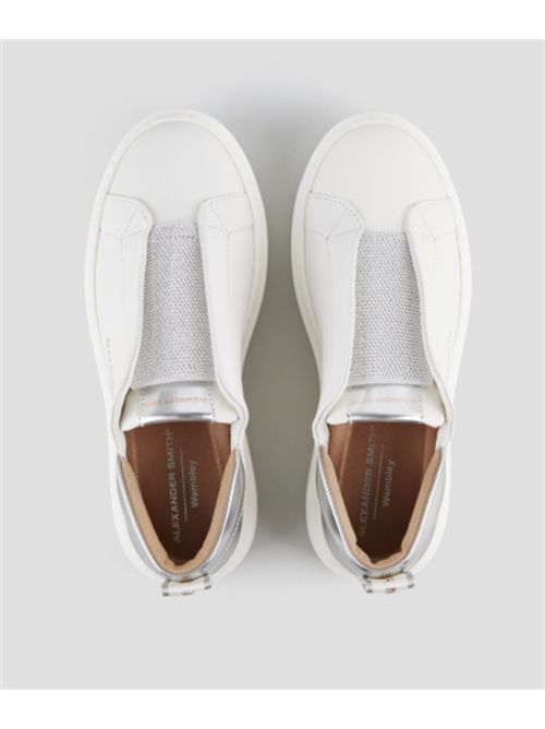 Slip-on Wembley in pelle bianca e tallone laminato argento Alexander Smith ALEXANDER SMITH | ASBDWLW-0604-WSV